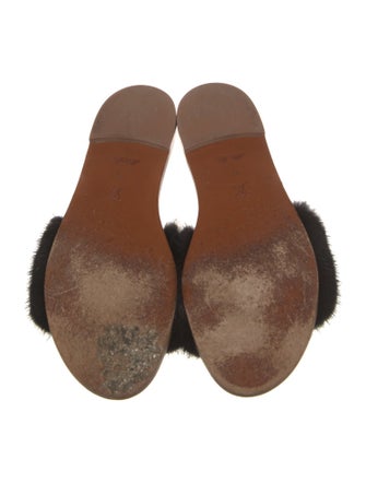 Louis Vuitton Leather Fur Trim Slides