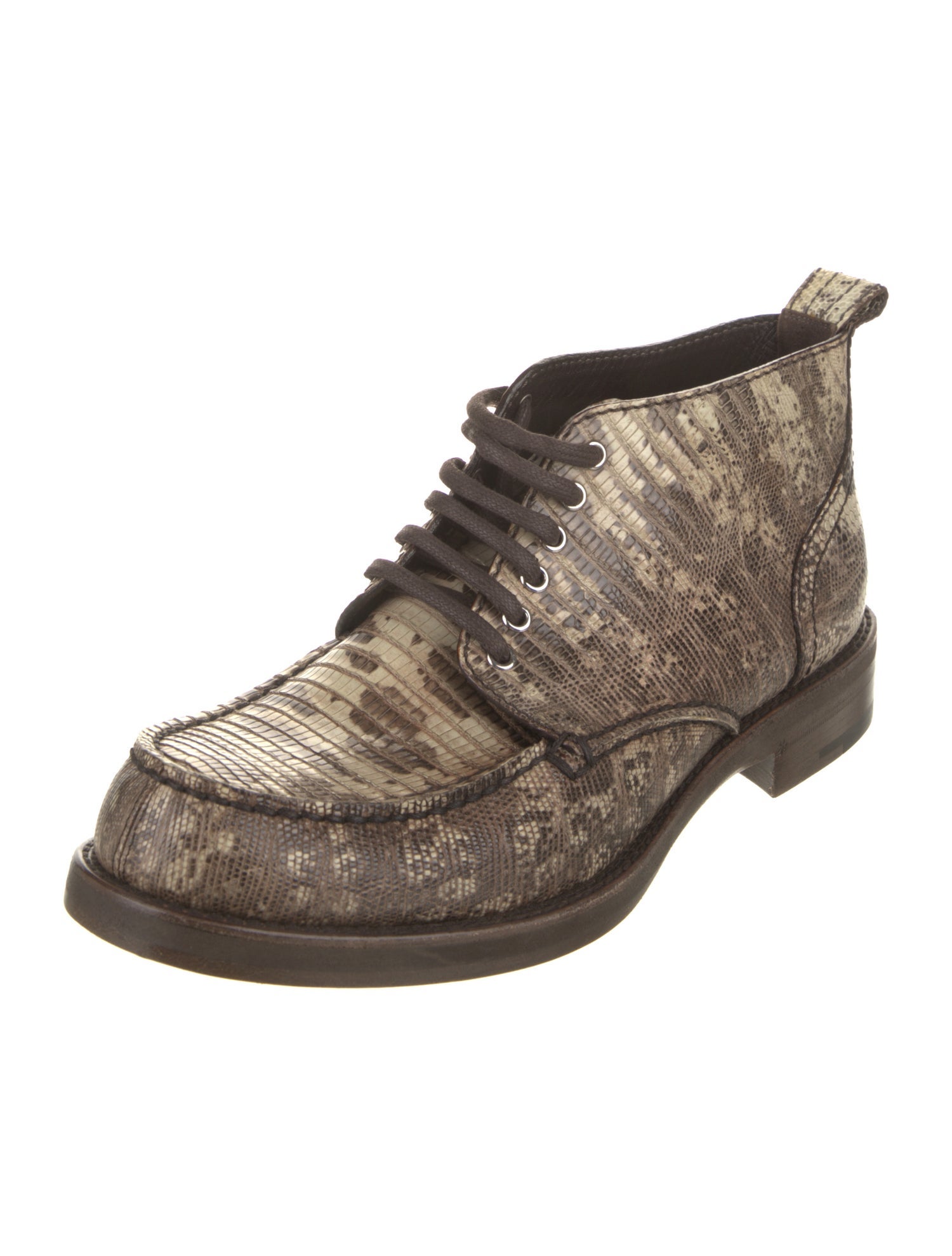 Louis Vuitton Lizard Animal Print Lace-Up Boots