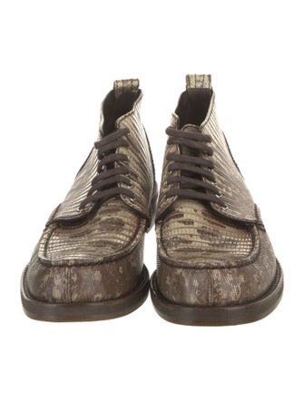 Louis Vuitton Lizard Animal Print Lace-Up Boots