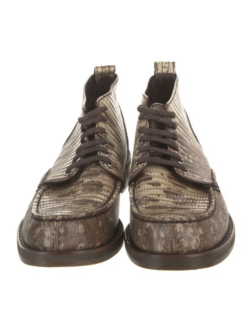 Louis Vuitton Lizard Animal Print Lace-Up Boots
