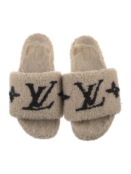 Louis Vuitton LV Monogram Shearling Slides