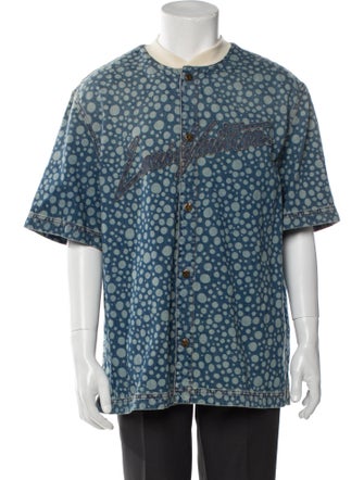 Louis Vuitton 2023 Louis Vuitton x Yayoi Kusama Baseball Jersey Denim Shirt
