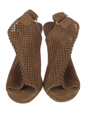 Louis Vuitton Suede Eyelet Trim Slingback Sandals