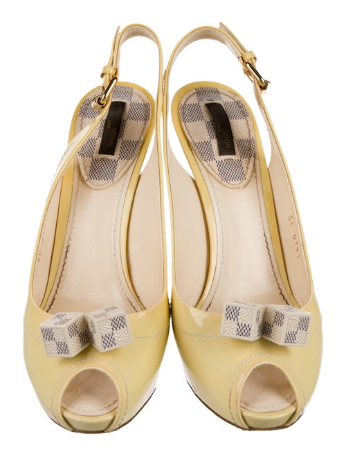 Louis Vuitton Damier Azur Pattern Patent Leather Slingback Pumps