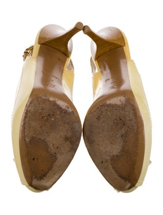 Louis Vuitton Damier Azur Pattern Patent Leather Slingback Pumps