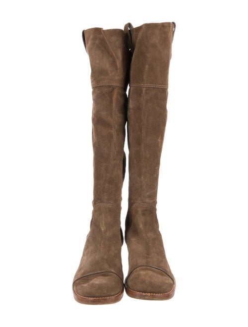 Louis Vuitton Monogram Pattern Suede Riding Boots