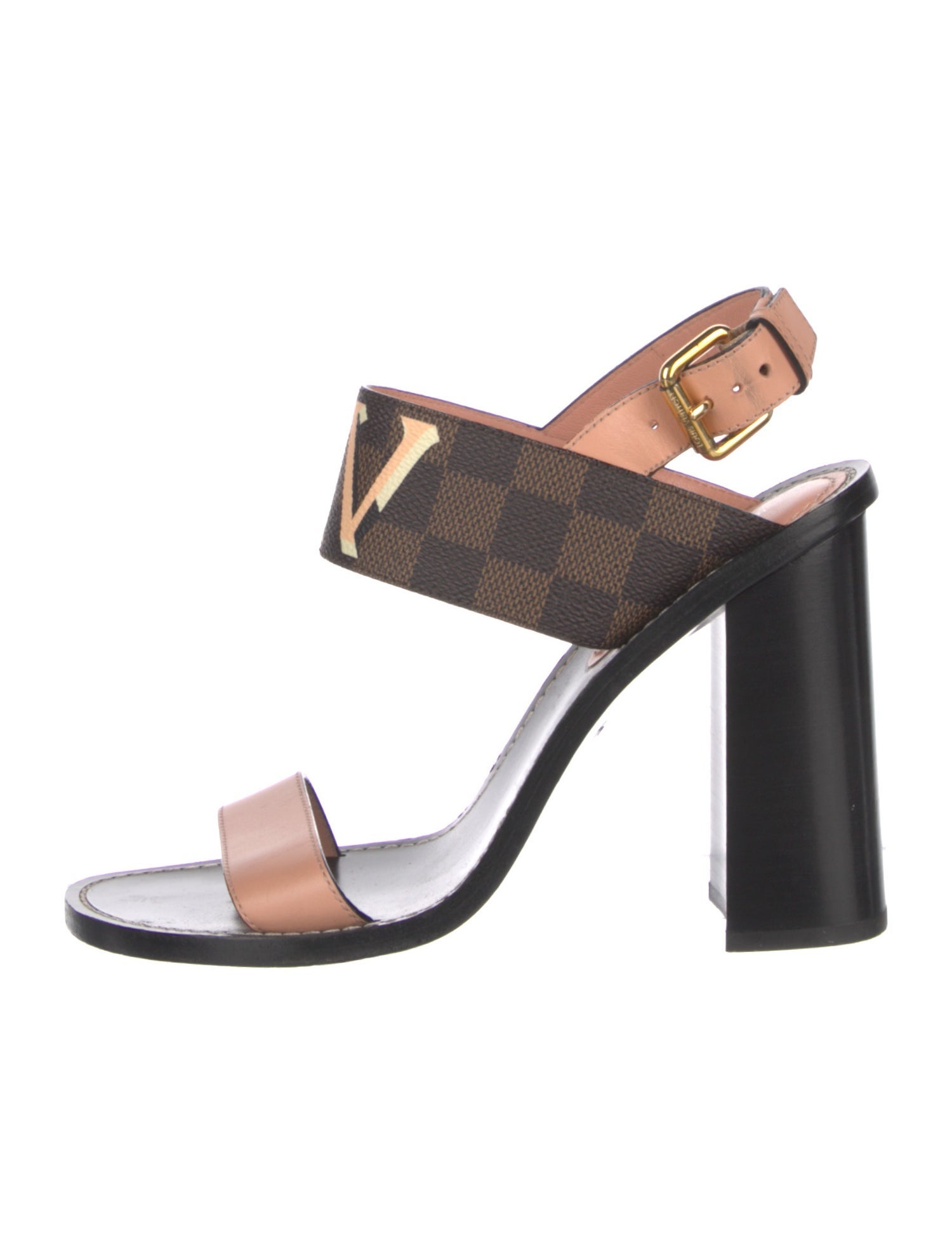 Louis Vuitton Damier Ebene Pattern Slingback Sandals