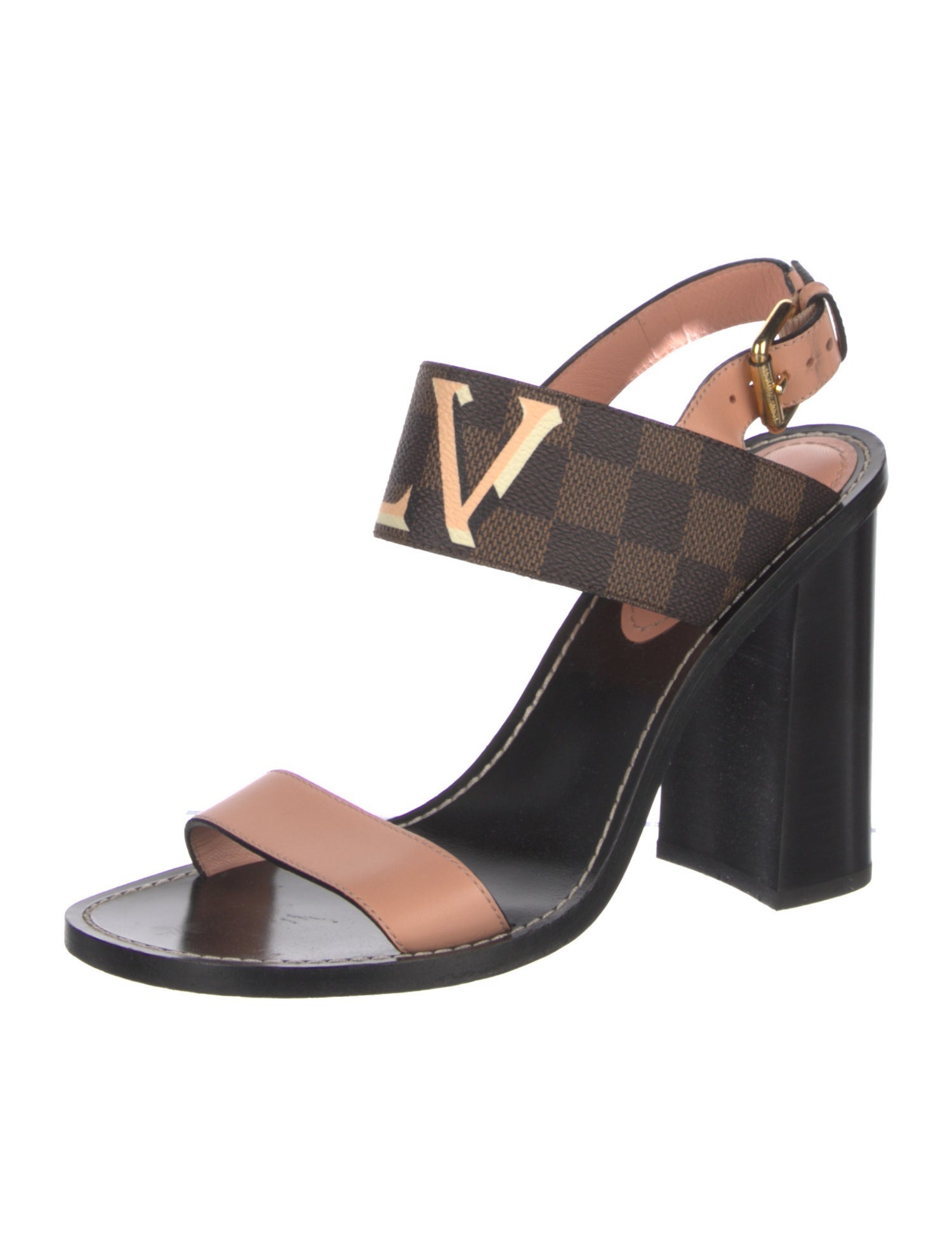 Louis Vuitton Damier Ebene Pattern Slingback Sandals