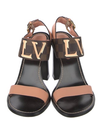 Louis Vuitton Damier Ebene Pattern Slingback Sandals