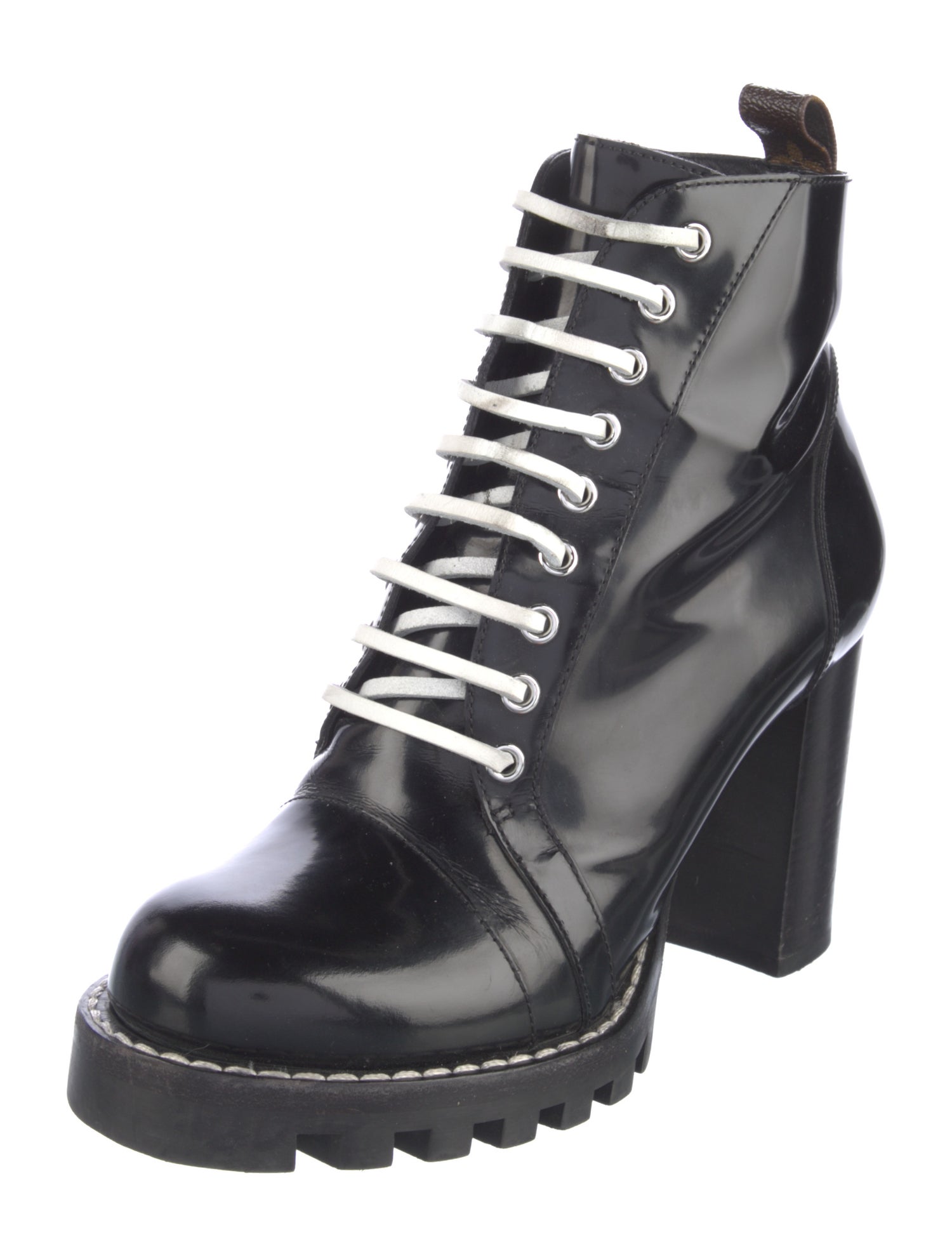 Louis Vuitton LV Monogram Patent Leather Combat Boots