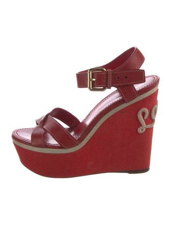 Louis Vuitton Leather Embroidered Accent Sandals