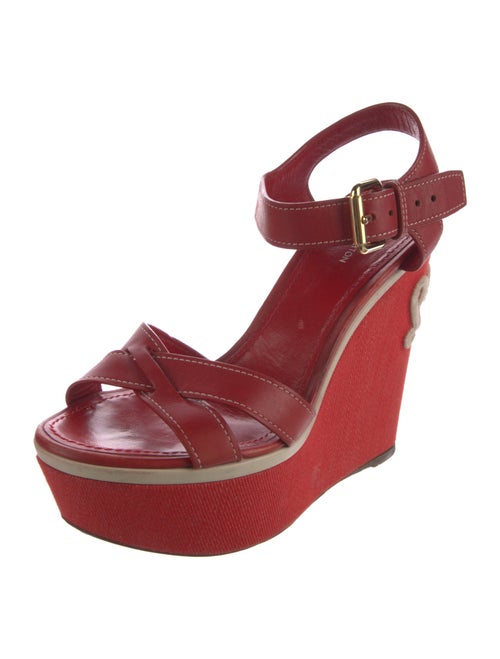 Louis Vuitton Leather Embroidered Accent Sandals