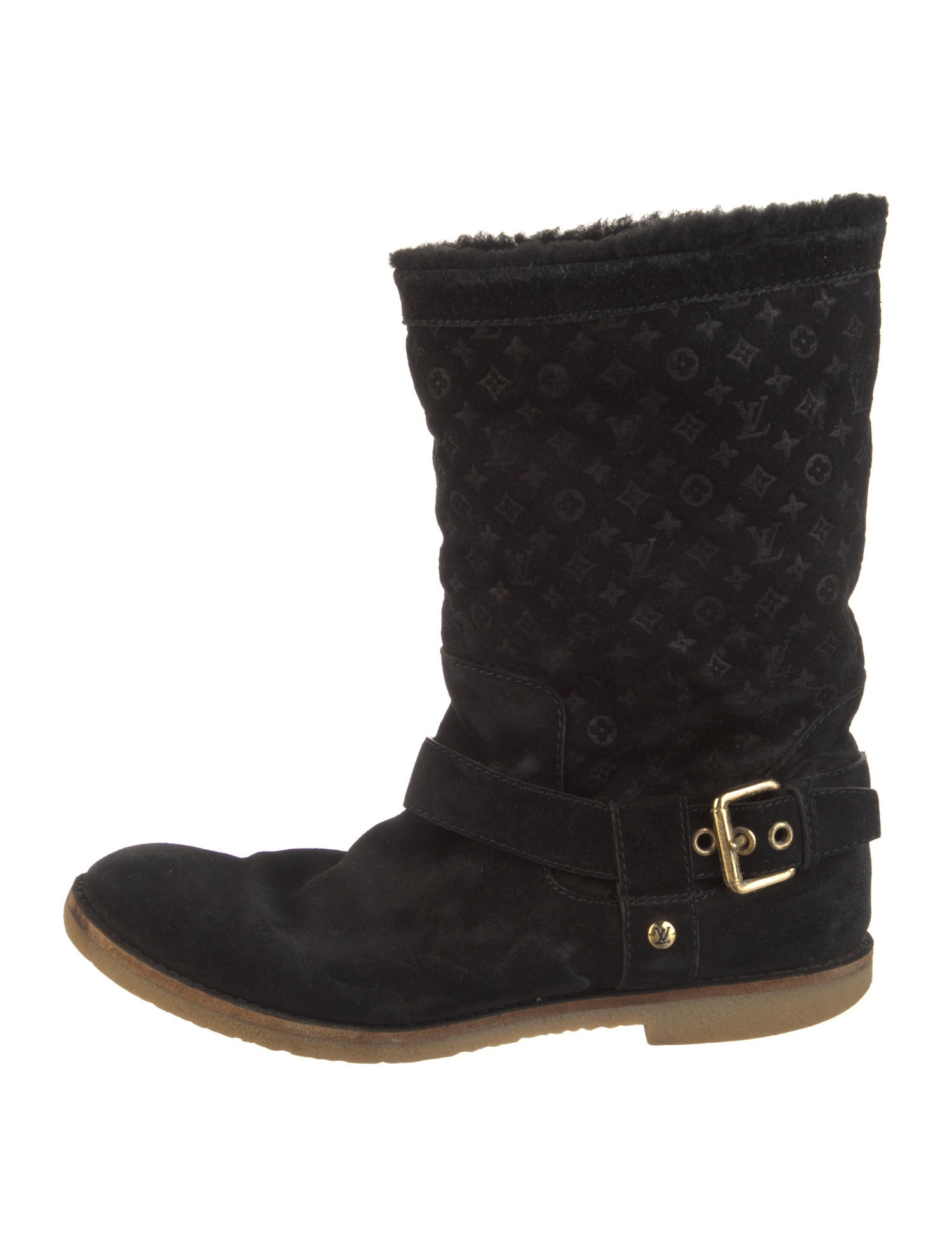 Louis Vuitton LV Monogram Suede Moto Boots