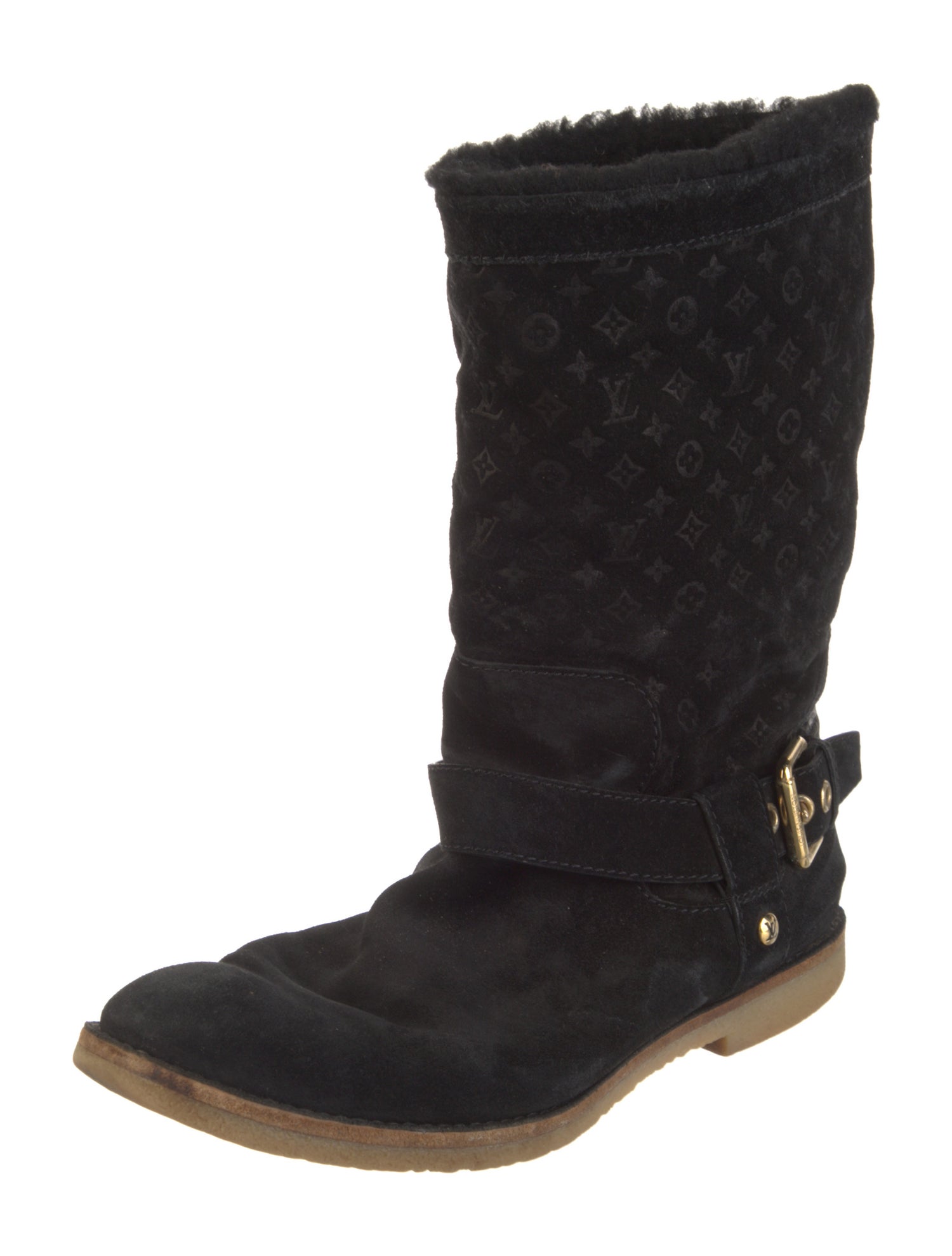 Louis Vuitton LV Monogram Suede Moto Boots