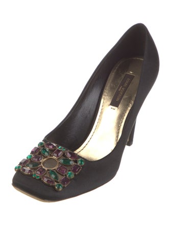 Louis Vuitton Satin Crystal Embellishments Pumps