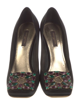 Louis Vuitton Satin Crystal Embellishments Pumps