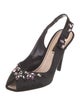 Louis Vuitton Satin Bow Accents Slingback Pumps