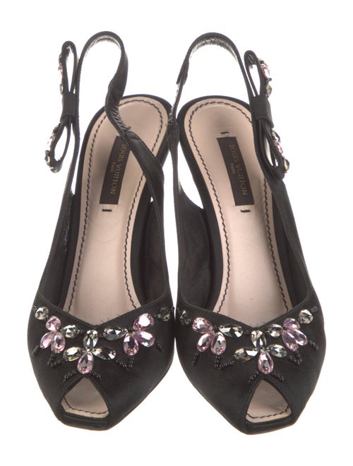 Louis Vuitton Satin Bow Accents Slingback Pumps