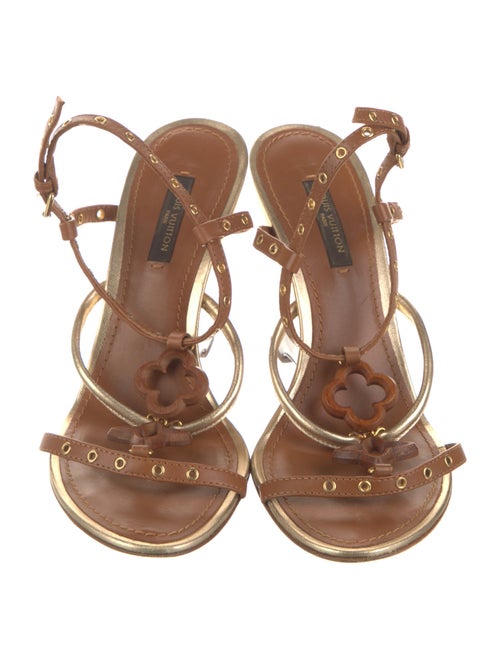 Louis Vuitton Leather Polka Dot Print T-Strap Sandals