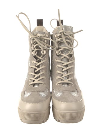 Louis Vuitton LV Monogram Suede Combat Boots