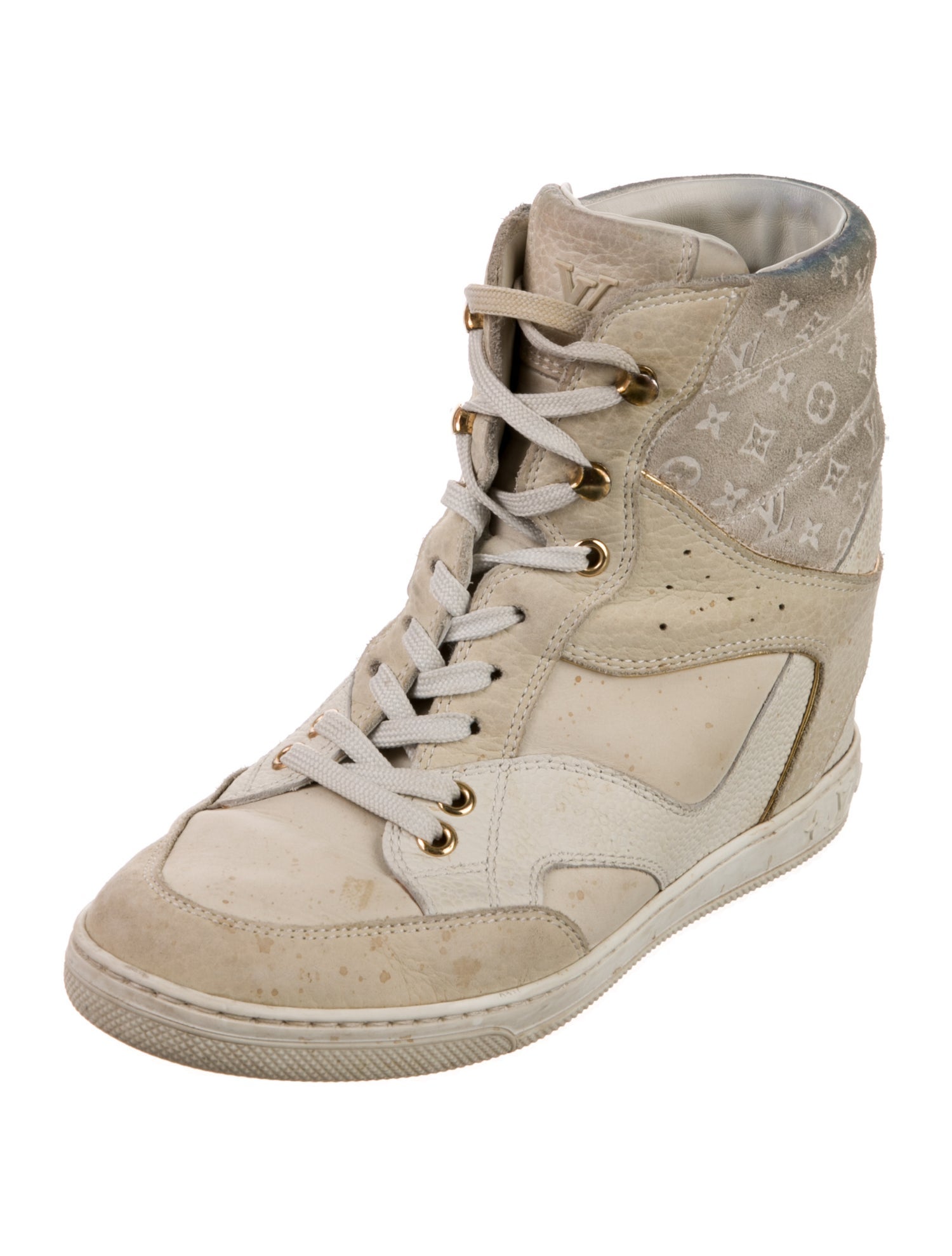 Louis Vuitton LV Monogram Leather Wedge Sneakers