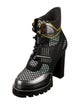 Louis Vuitton Leather Mesh Accents Combat Boots