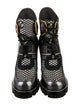 Louis Vuitton Leather Mesh Accents Combat Boots
