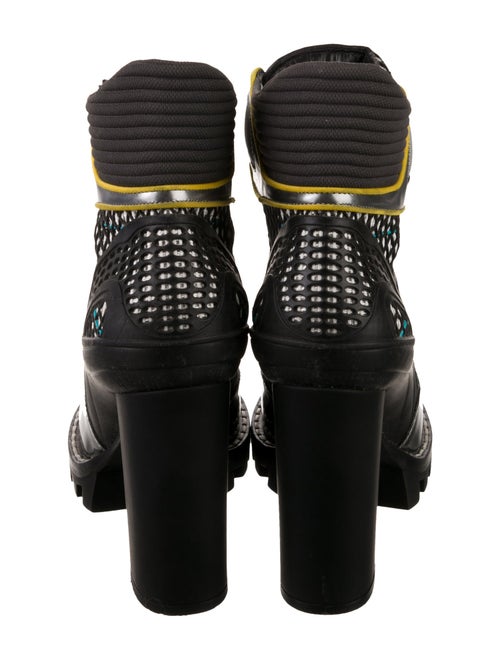 Louis Vuitton Leather Mesh Accents Combat Boots