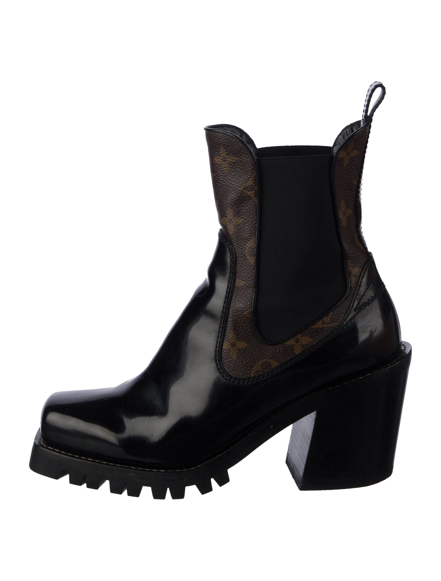 Louis Vuitton LV Monogram Patent Leather Chelsea Boots