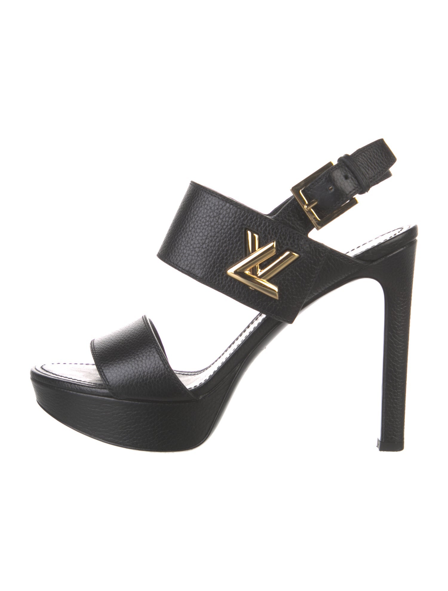 Louis Vuitton Signature Logo Leather Slingback Sandals