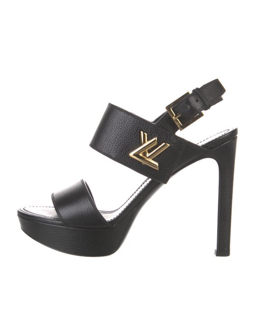Louis Vuitton Signature Logo Leather Slingback Sandals
