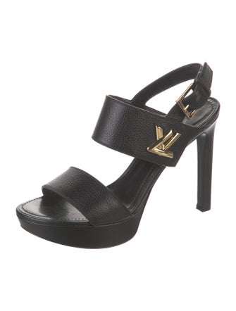 Louis Vuitton Signature Logo Leather Slingback Sandals