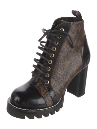 Louis Vuitton Monogram Pattern Lace-Up Boots