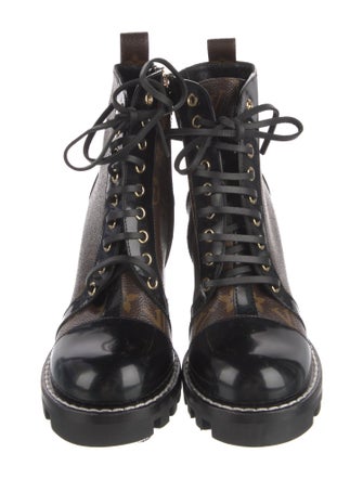 Louis Vuitton Monogram Pattern Lace-Up Boots