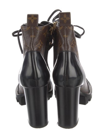 Louis Vuitton Monogram Pattern Lace-Up Boots