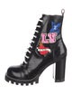 Louis Vuitton Signature Logo Patent Leather Combat Boots