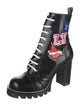 Louis Vuitton Signature Logo Patent Leather Combat Boots