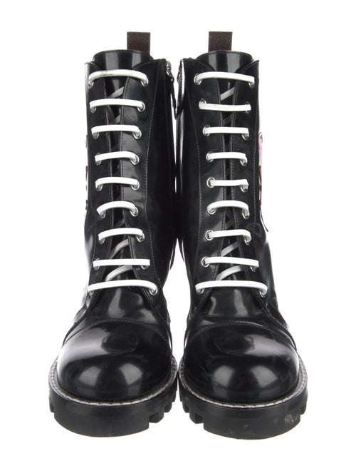 Louis Vuitton Signature Logo Patent Leather Combat Boots