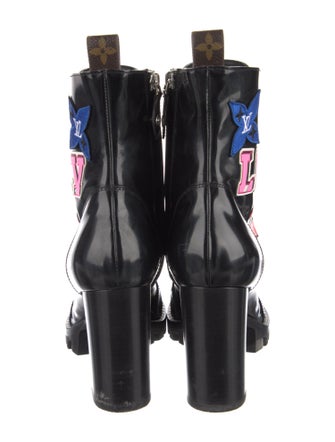 Louis Vuitton Signature Logo Patent Leather Combat Boots