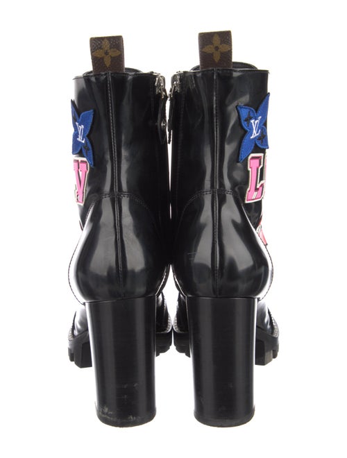 Louis Vuitton Signature Logo Patent Leather Combat Boots