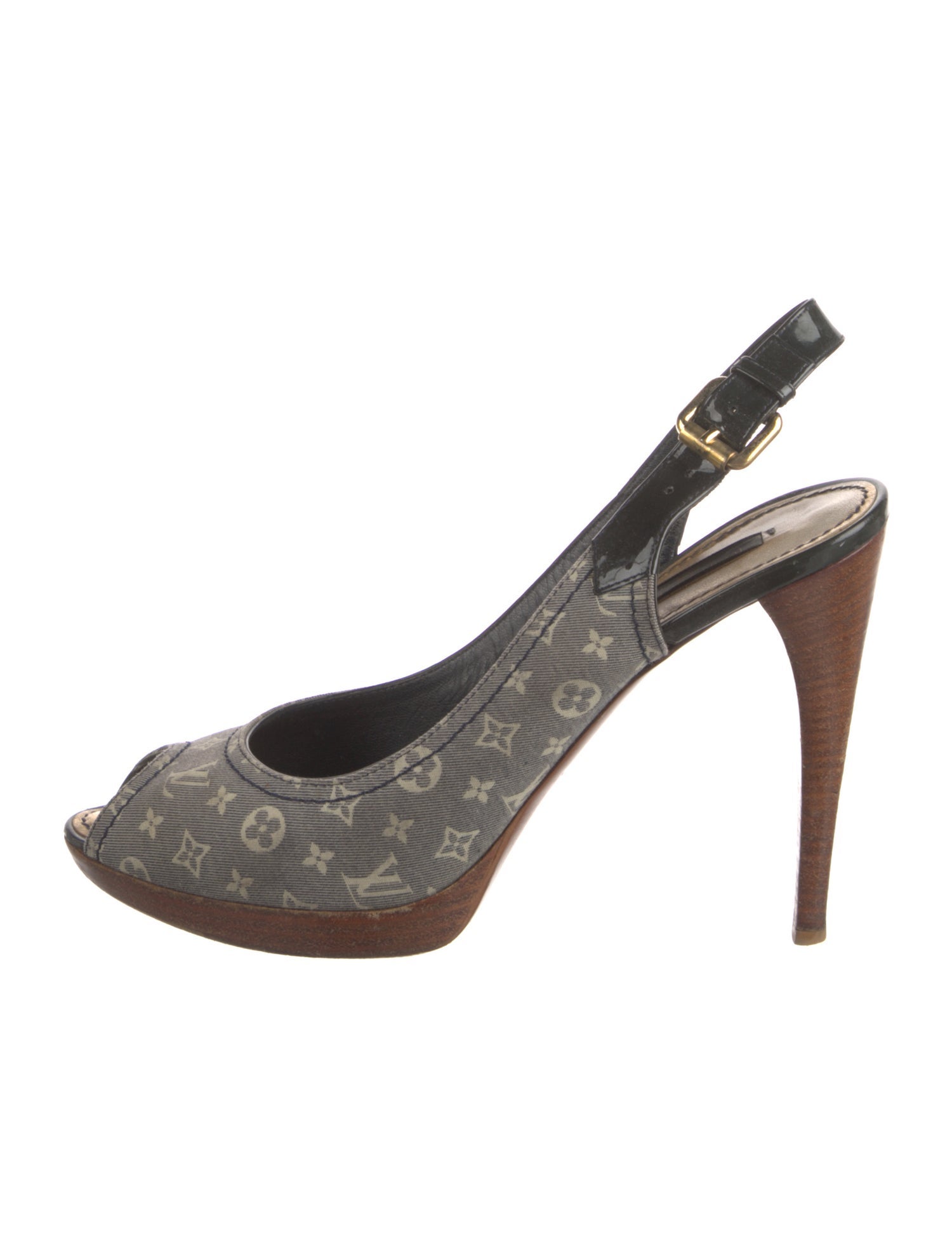 Louis Vuitton Canvas Printed Slingback Pumps