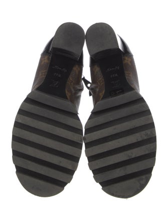 Louis Vuitton LV Monogram Leather Trim Embellishment Lace-Up Boots