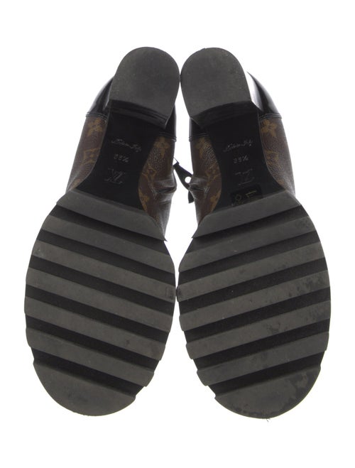 Louis Vuitton LV Monogram Leather Trim Embellishment Lace-Up Boots