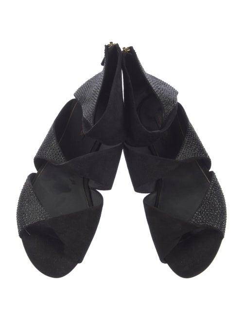 Louis Vuitton Suede Crystal Embellishments Slingback Sandals