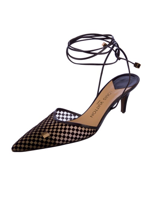 Louis Vuitton Leather Printed Slingback Pumps