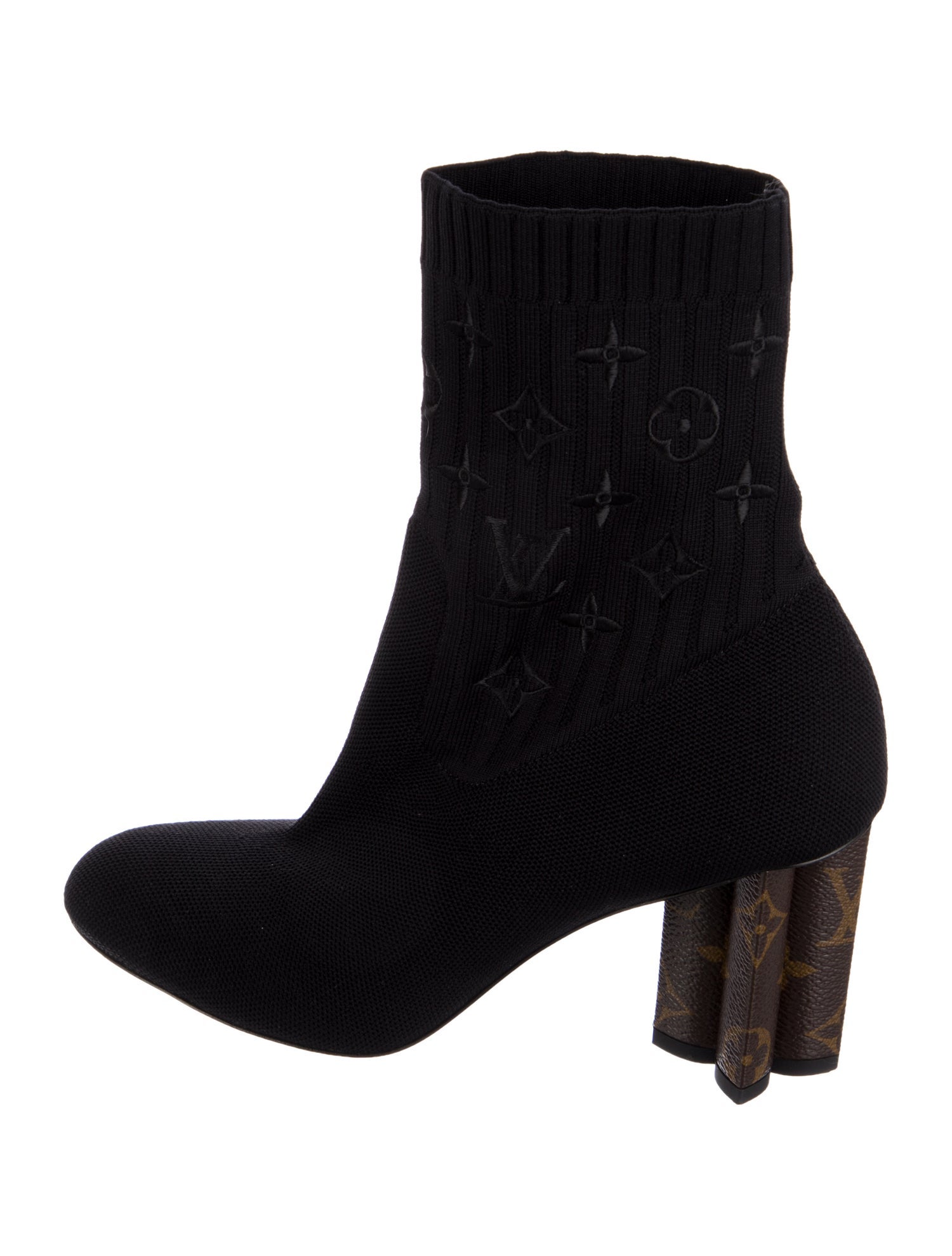 Louis Vuitton LV Monogram Embroidered Accent Sock Boots