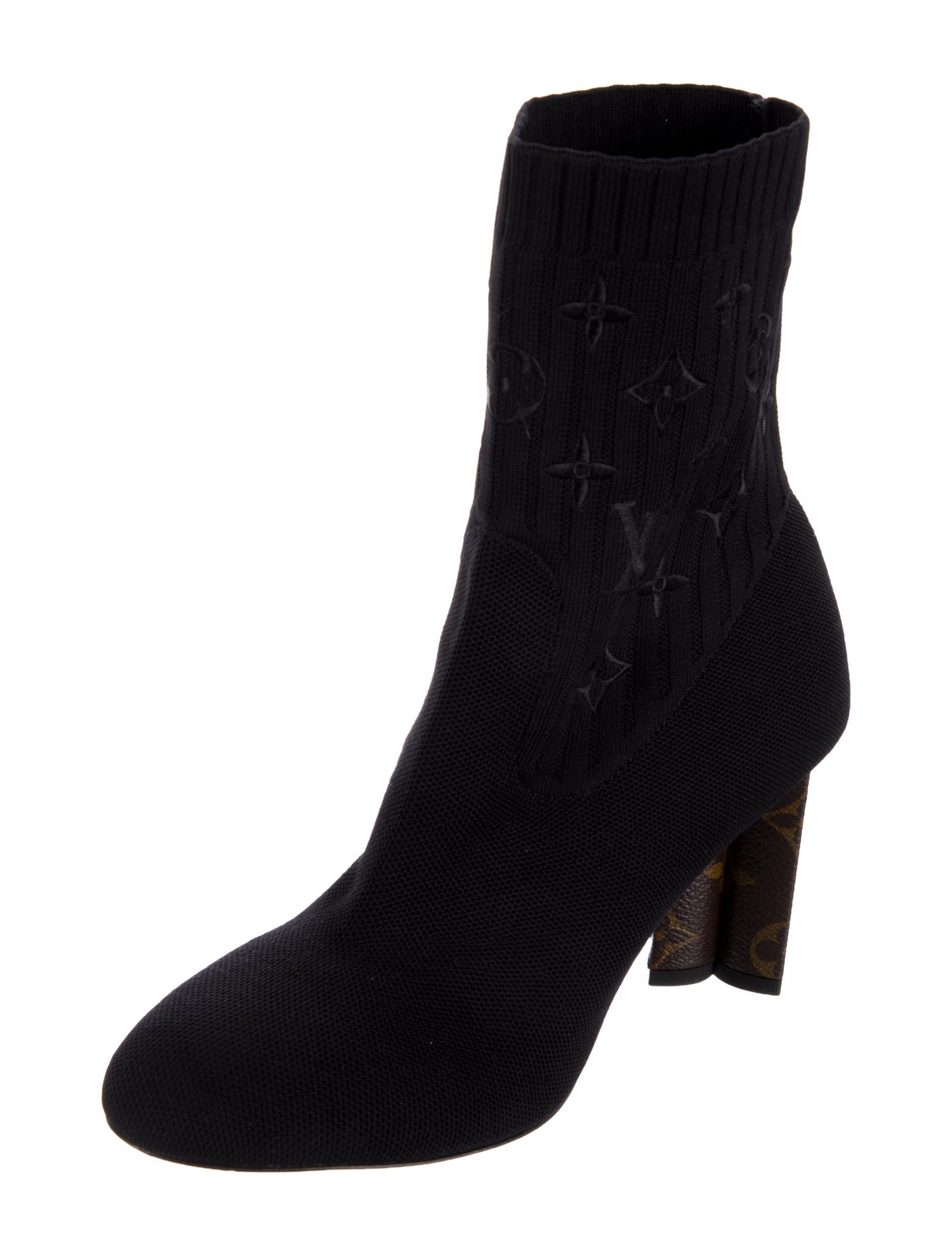 Louis Vuitton LV Monogram Embroidered Accent Sock Boots