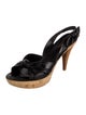 Louis Vuitton Leather Bow Accents Slingback Sandals