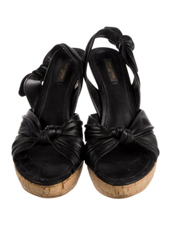 Louis Vuitton Leather Bow Accents Slingback Sandals