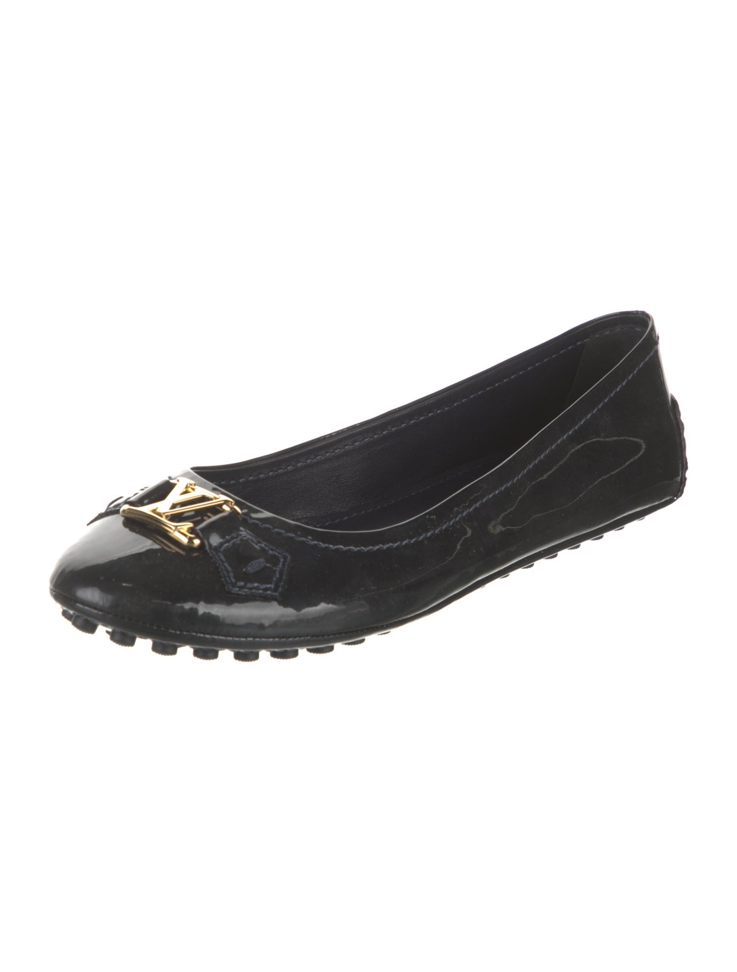 Louis Vuitton Signature Logo Patent Leather Ballet Flats